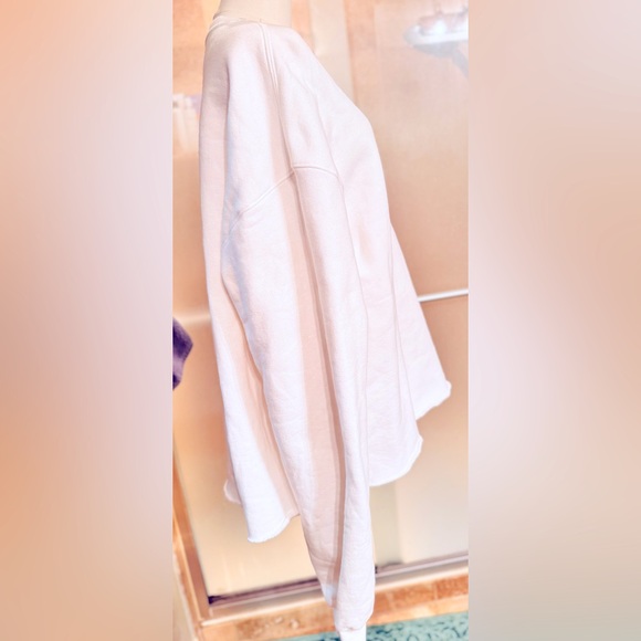 MADHAPPY Solid White Oversized Crewneck Sweatshirt w Raw Hem 100% COTTON Unisex - Picture 10 of 15